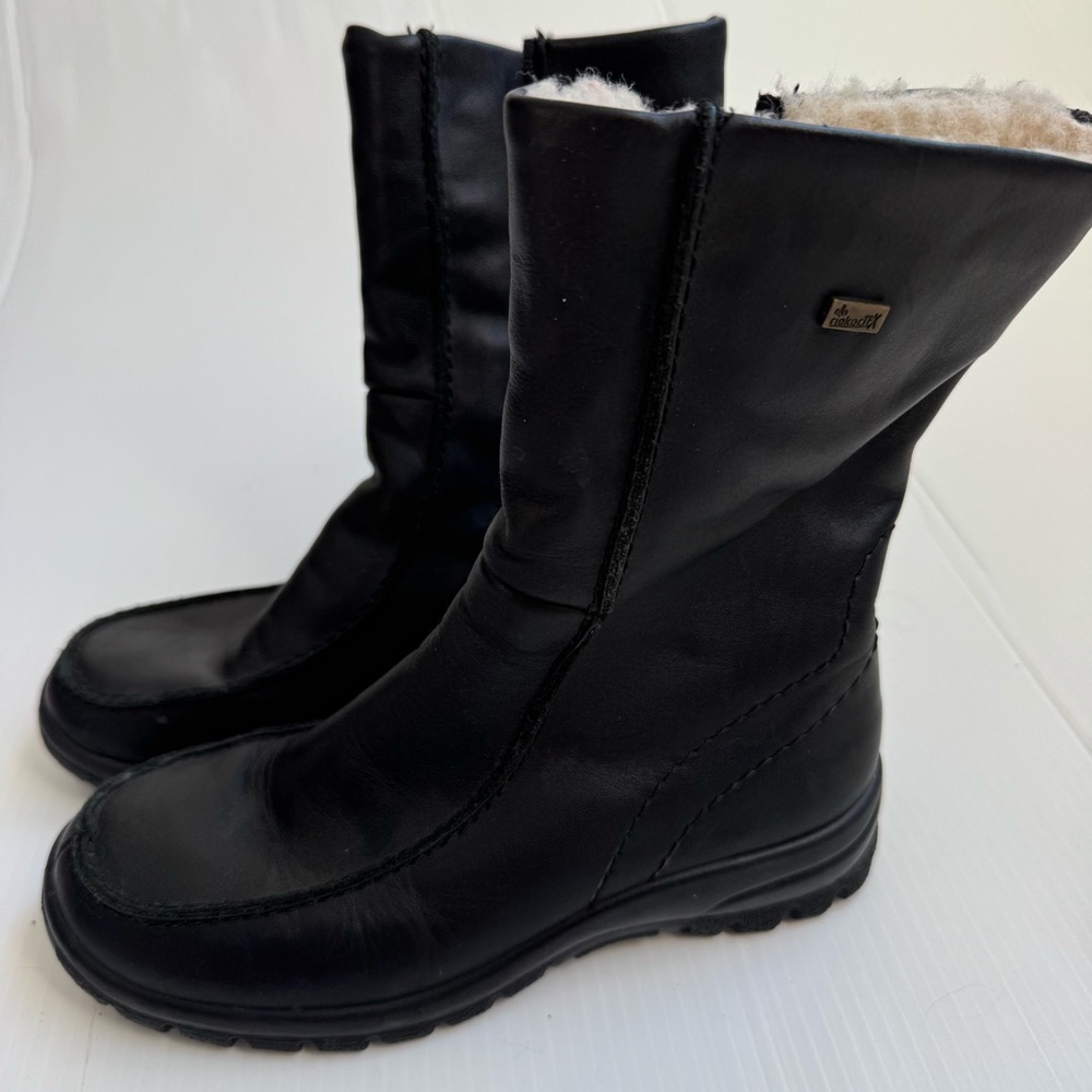 Rieker fur lined leather Womens Black Winter Boots size 37 / 6-6.5 US